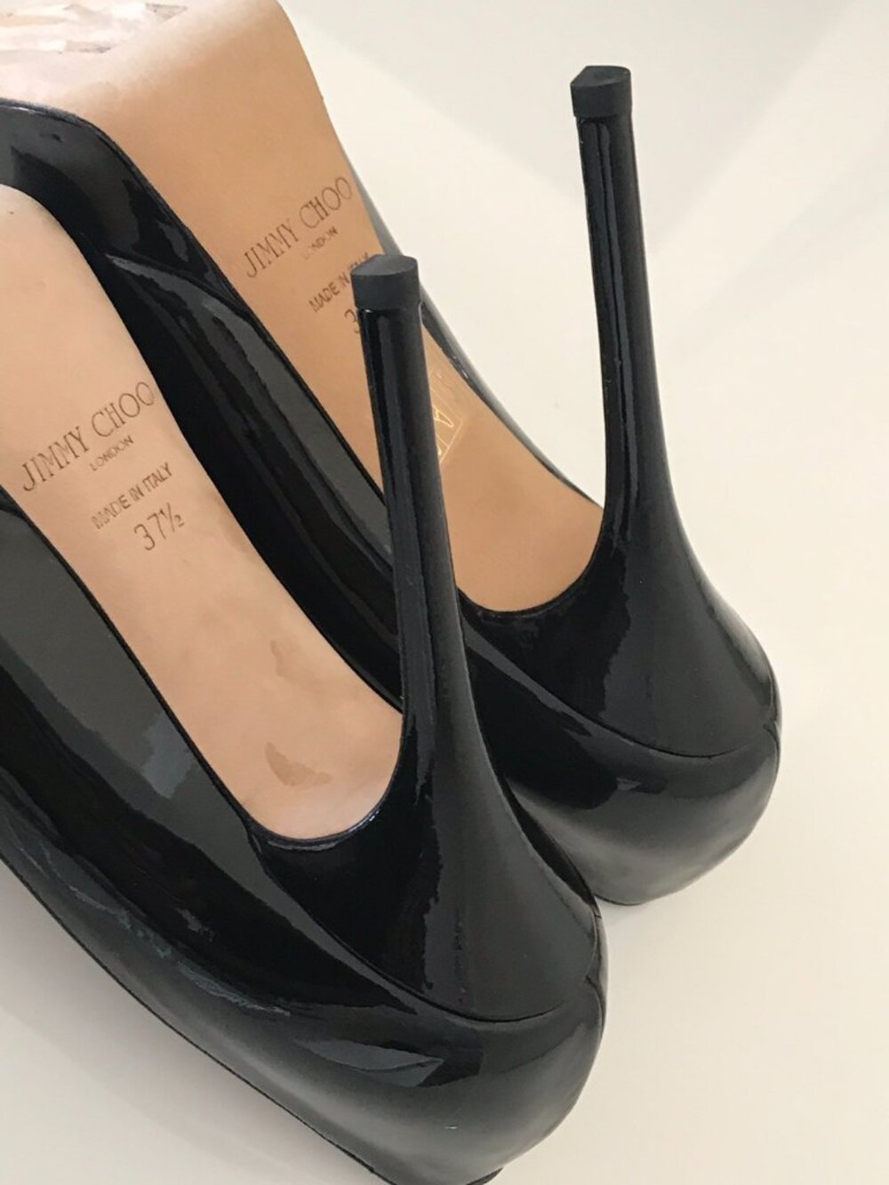 JIMMY CHOO Cosmic Black Patent Pump Heels - Picture 4 of 8